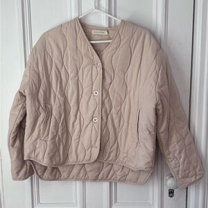 Women’s Micaela Greg Dune Quilted Button Front Jacket Pearl Colour way Large